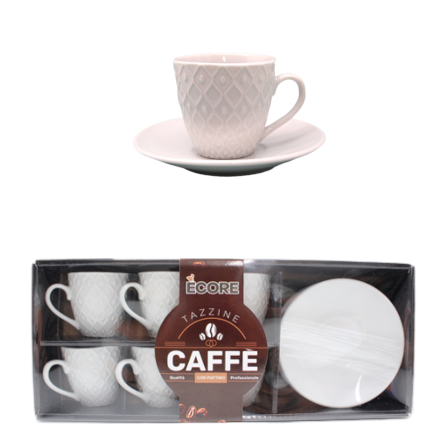 INTRADE SET CAFFE' 12 PEZZI IN CERAMICA (Confezione da 2 pezzi) 