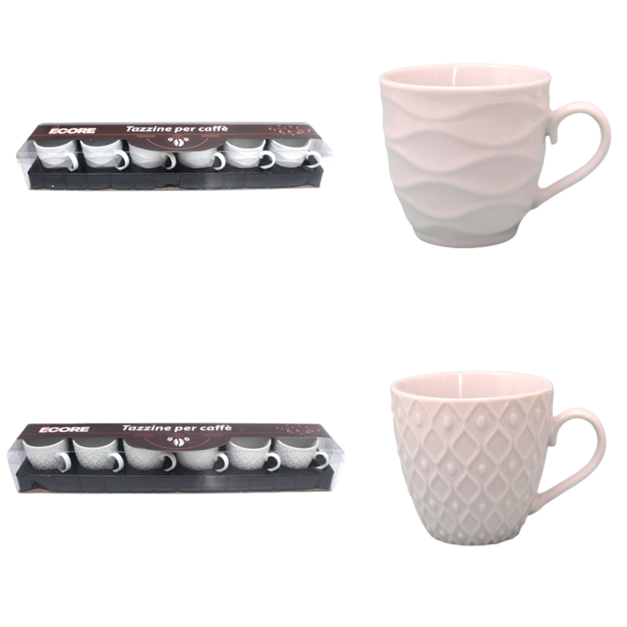 INTRADE TAZZINE CAFFE' IN CERAMICA 6 PEZZI (Confezione da 4 pezzi) 