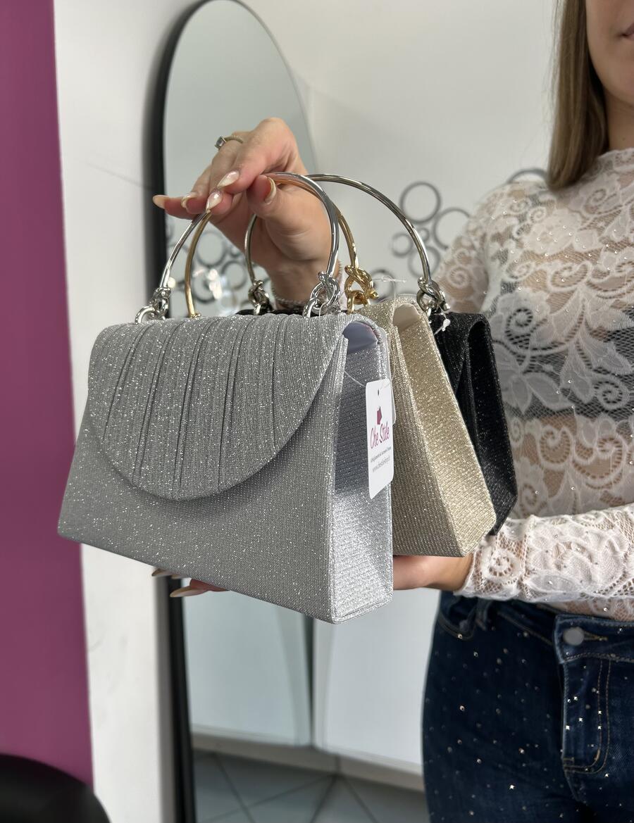 NOVITÀ Pochette brillantinate con manico rigido