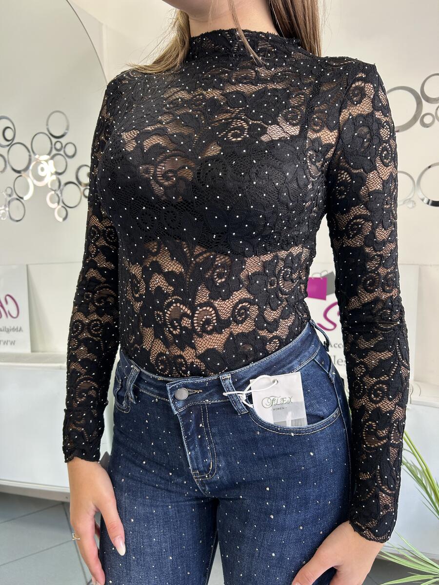 NOVITÀ Maglia in pizzo brillantinata