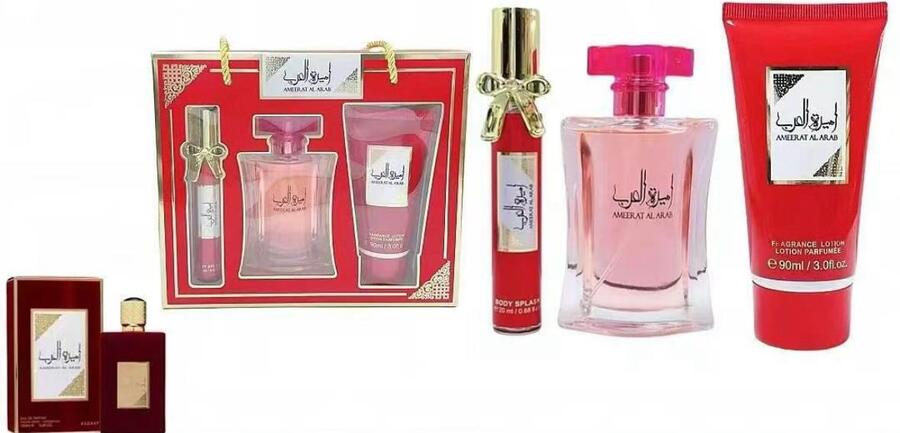 AMEERAT AL ARAB ACQUA PROFUMATA 20 ml+PROFUMO DA 100 ml+CREMA CORPO DA 90 ml
 [Conf.da 3 set]