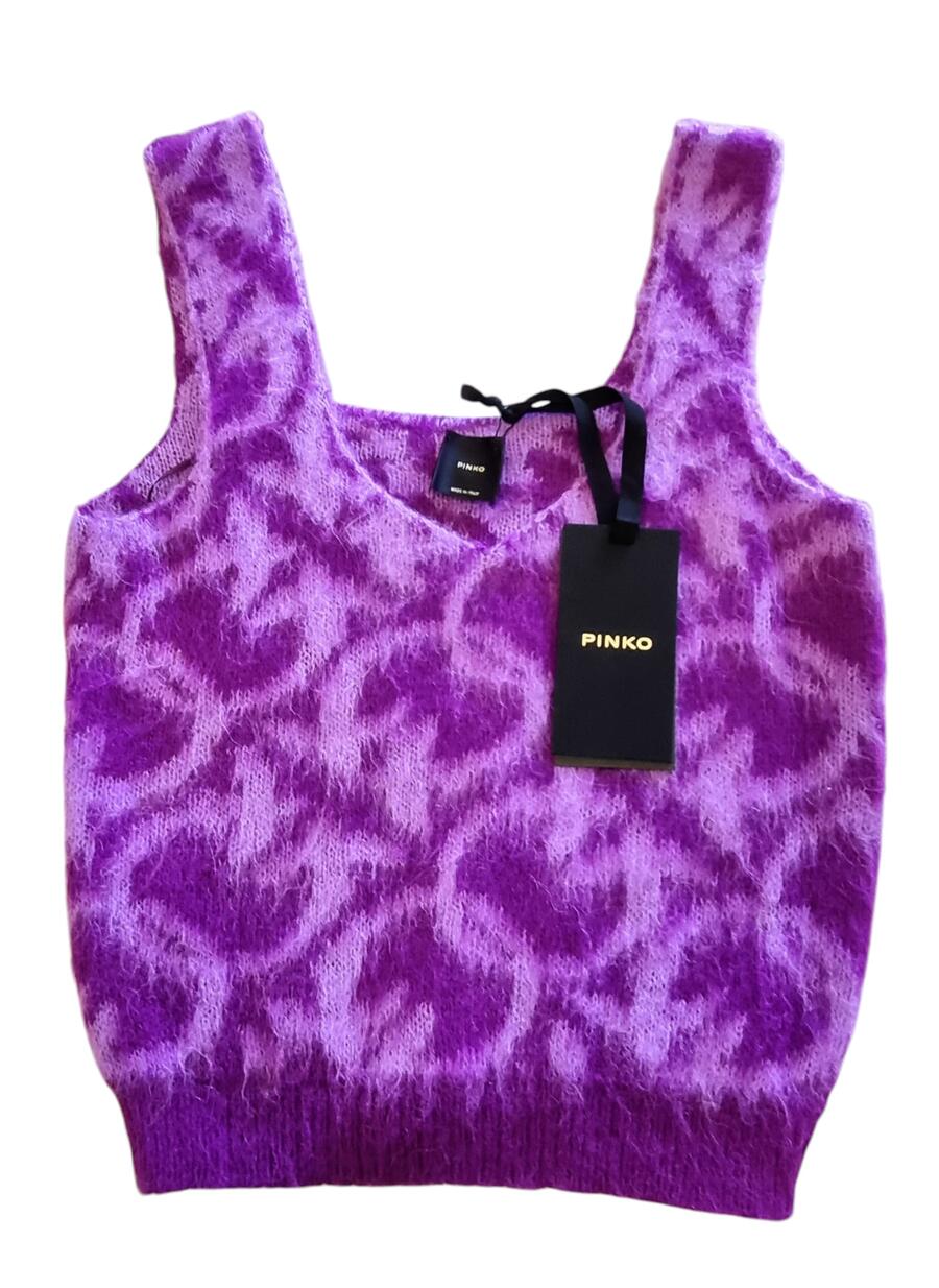 Pinko Top Mucca , Misto Alpaca Garzato Canottiera , taglia S, colore Lilla-Viola