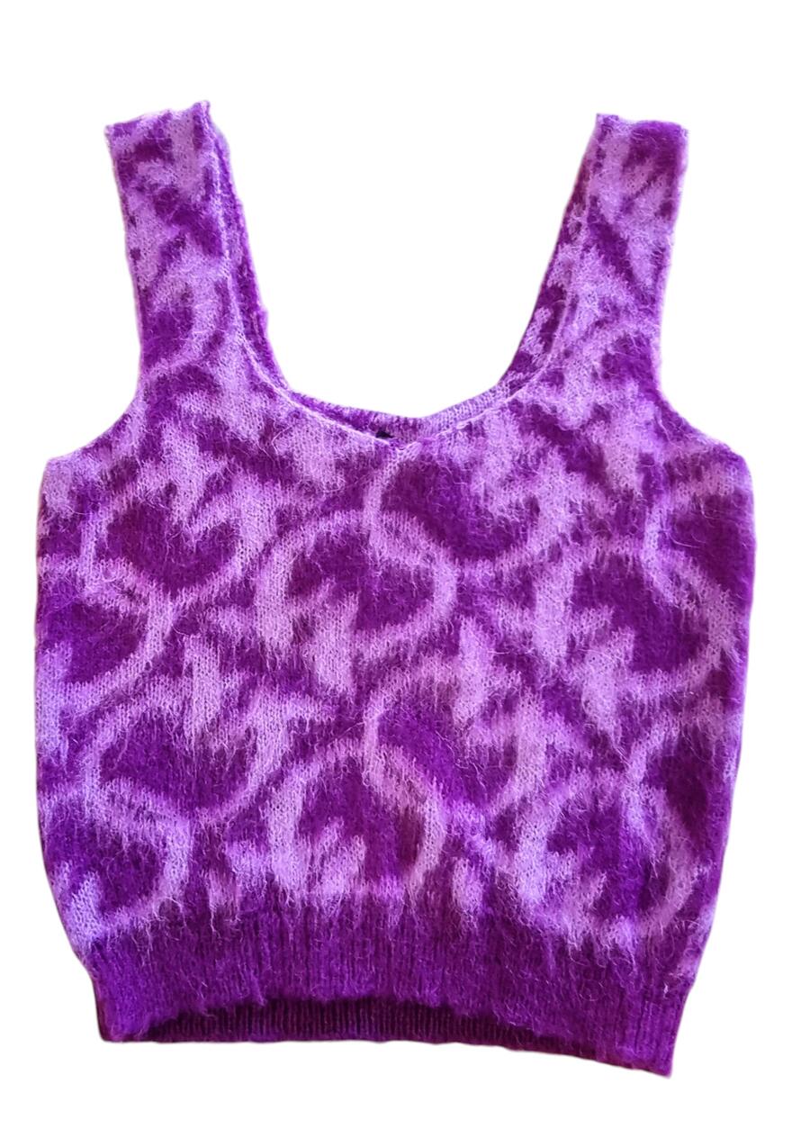 Pinko Top Mucca , Misto Alpaca Garzato Canottiera , taglia S, colore Lilla-Viola