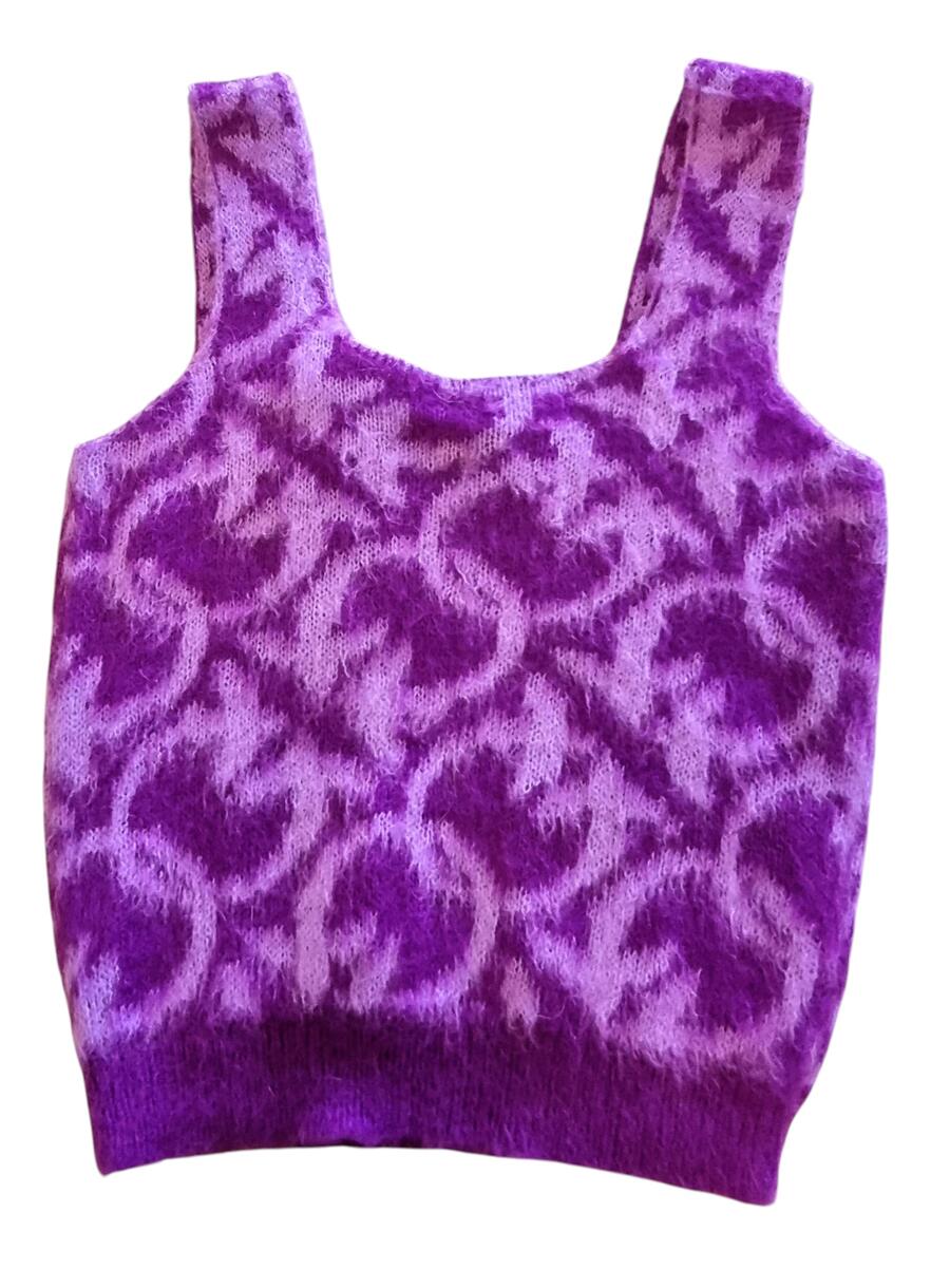 Pinko Top Mucca , Misto Alpaca Garzato Canottiera , taglia S, colore Lilla-Viola