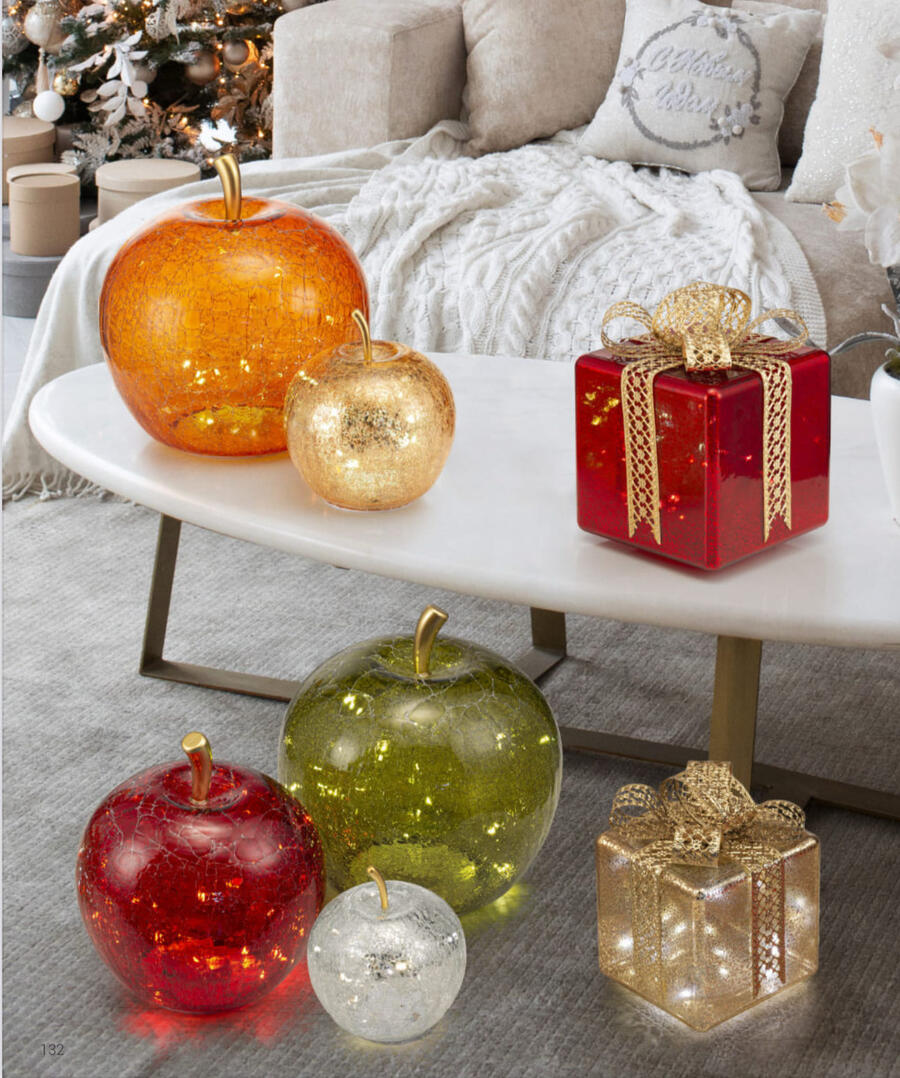 Palais Royal - Lamart Natale 2025 - Mela Decorativa in Vetro LED Verde 22x24 cm 