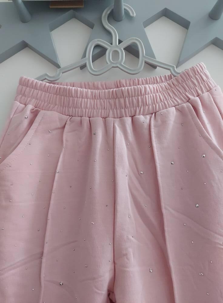 PANTATUTA PALAZZO CON GLITTER VERSIONE ROSA