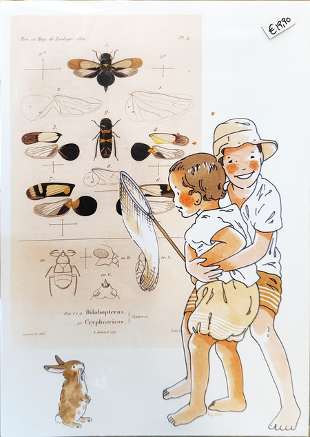 by·bm - childhood illustration, stampa fine art A4 (21x29,7 cm): BOTANIQUE - PAPILLON