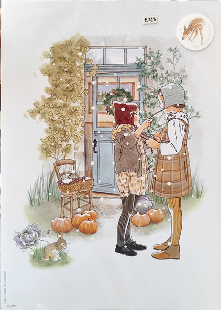 by·bm - childhood illustration, stampa fine art A3 (29,7x42 cm): PREMIèRE NEIGES