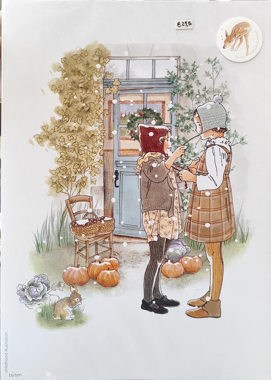 by·bm - childhood illustration, stampa fine art A3 (29,7x42 cm): PREMIèRE NEIGES