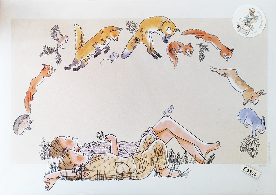 by·bm - childhood illustration, stampa fine art A3 (29,7x42 cm): LA RONDE DE NUIT