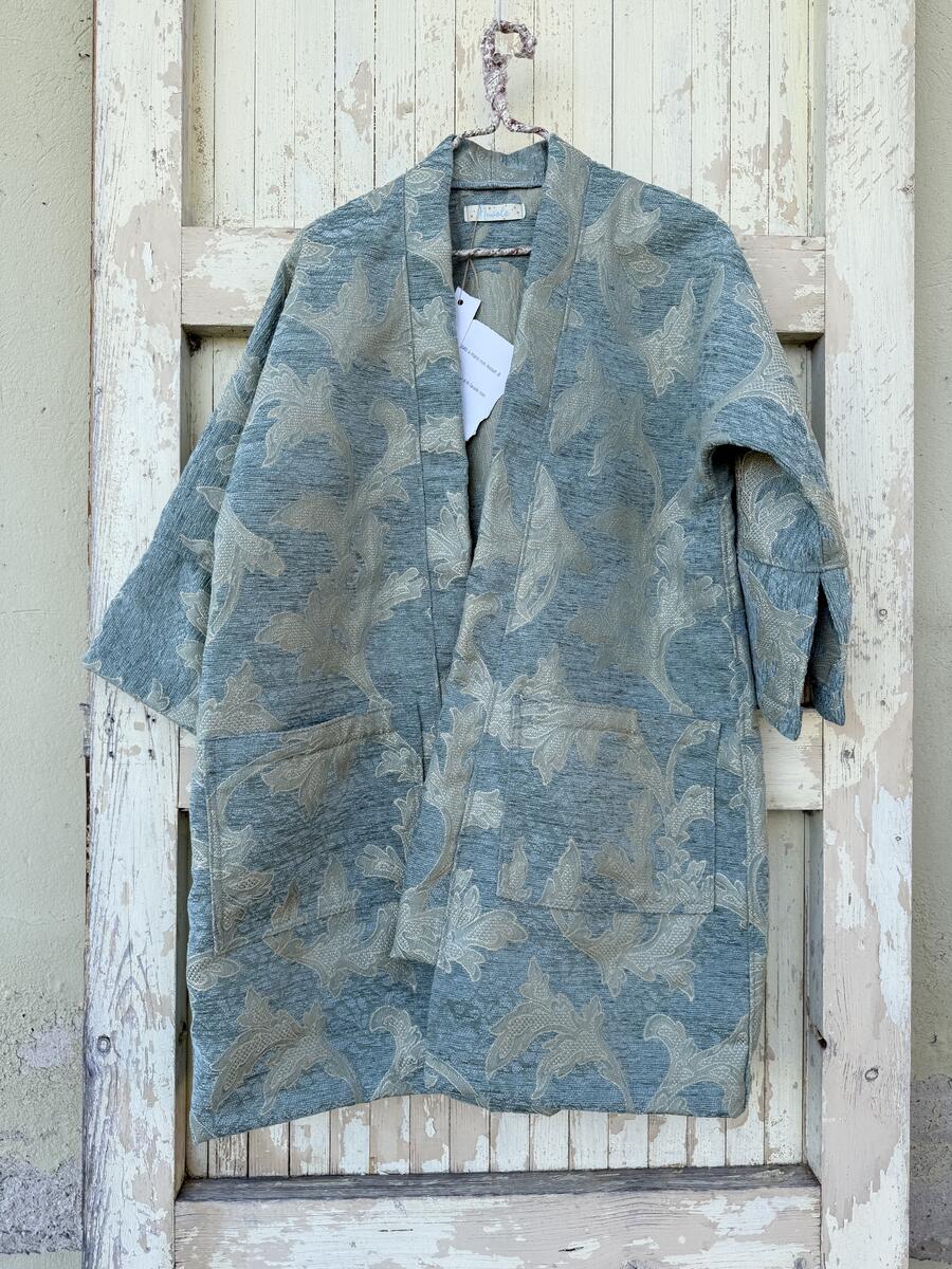 Kimono verde acqua con lavorazione lamè