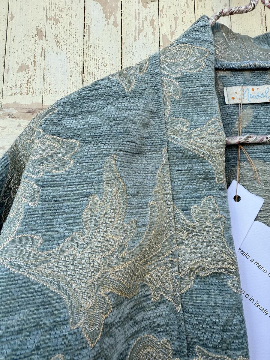 Kimono verde acqua con lavorazione lamè