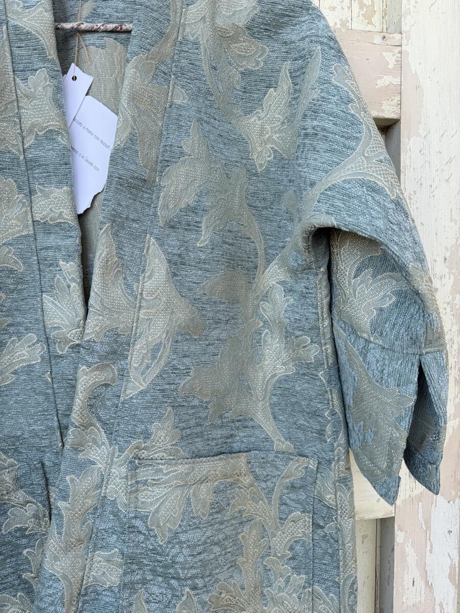 Kimono verde acqua con lavorazione lamè