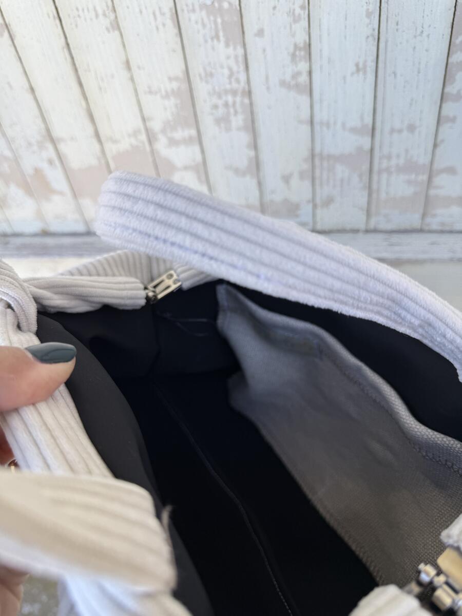 Soft bag bianco burro a coste