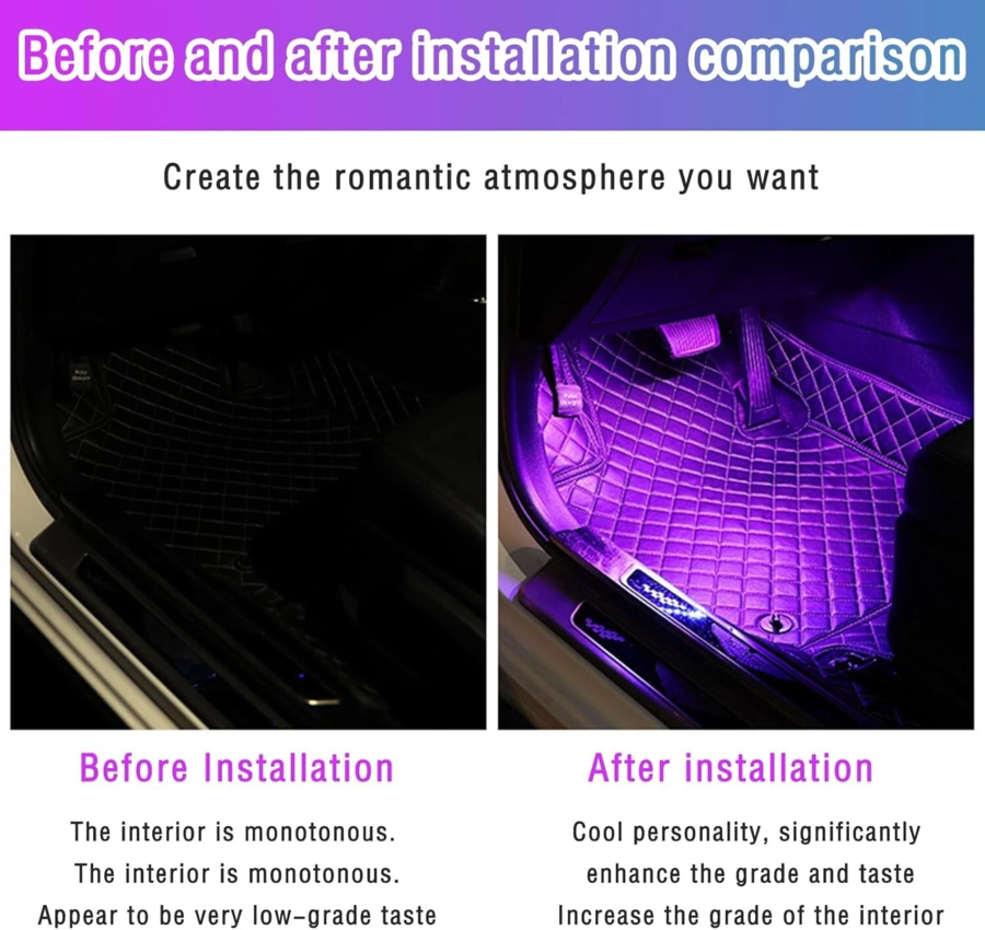 Kit led interno per auto led ambientali con telecomando e app strisce neon 12 V