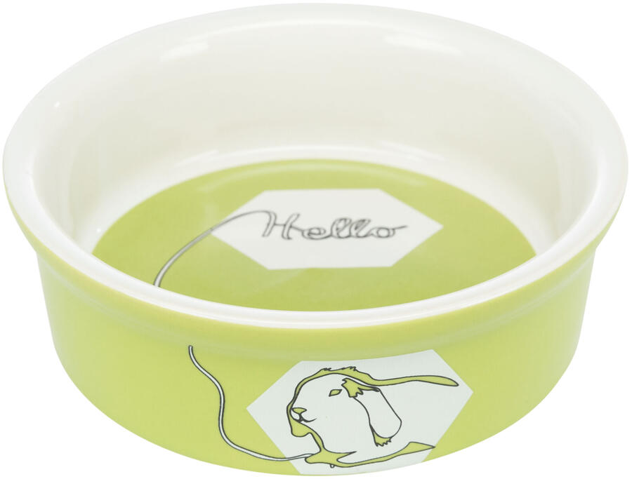 Ciotola in ceramica con disegno coniglio - Verde - 240 ml.  ø 11 cm 