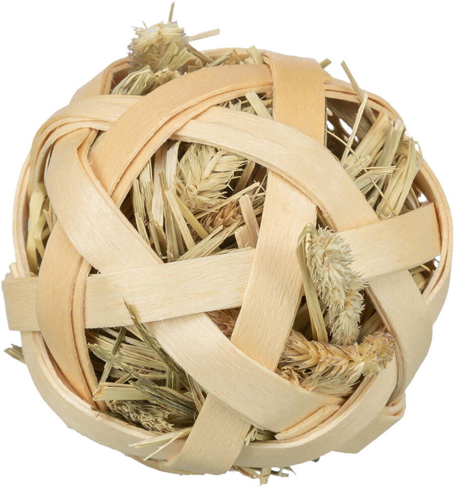 Trixie Palla di bamboo ripiena di fieno  - ø 5 cm