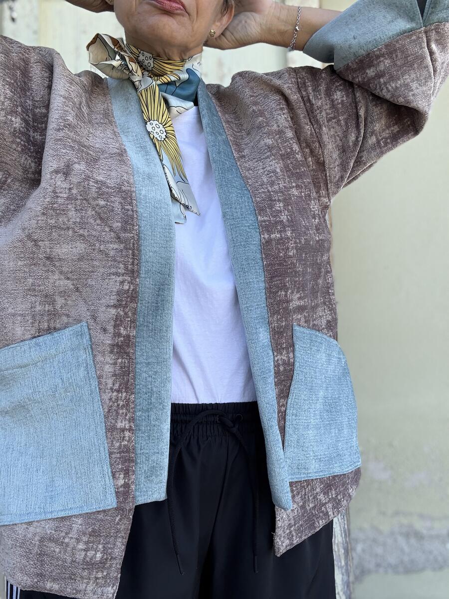 Kimono rosa antico/nocciola