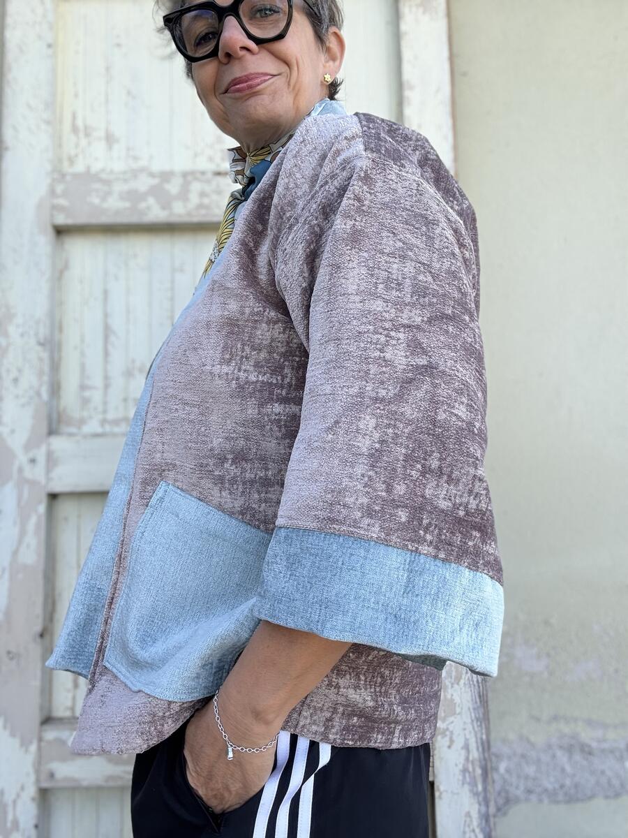 Kimono rosa antico/nocciola