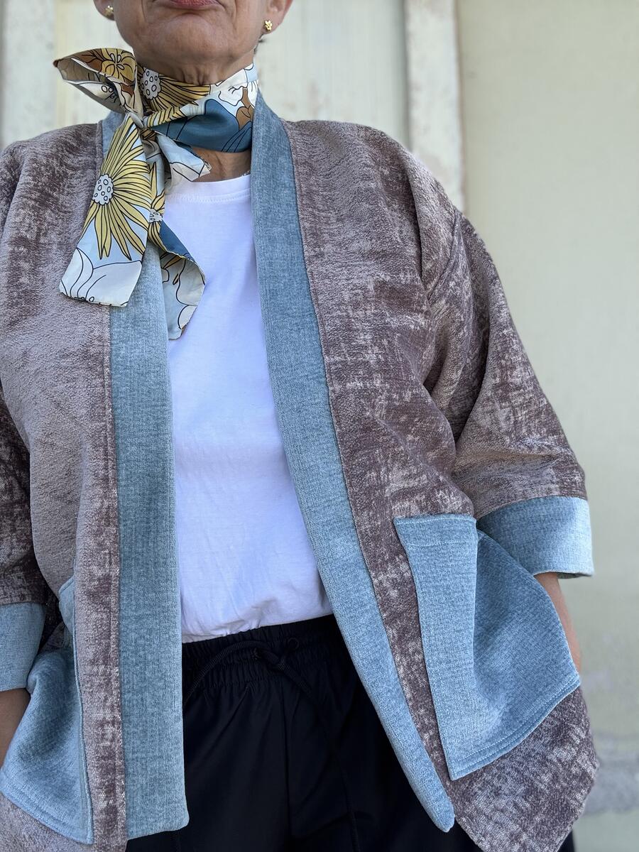 Kimono rosa antico/nocciola