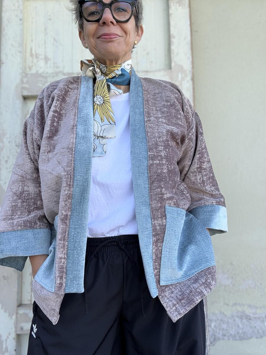 Kimono rosa antico/nocciola