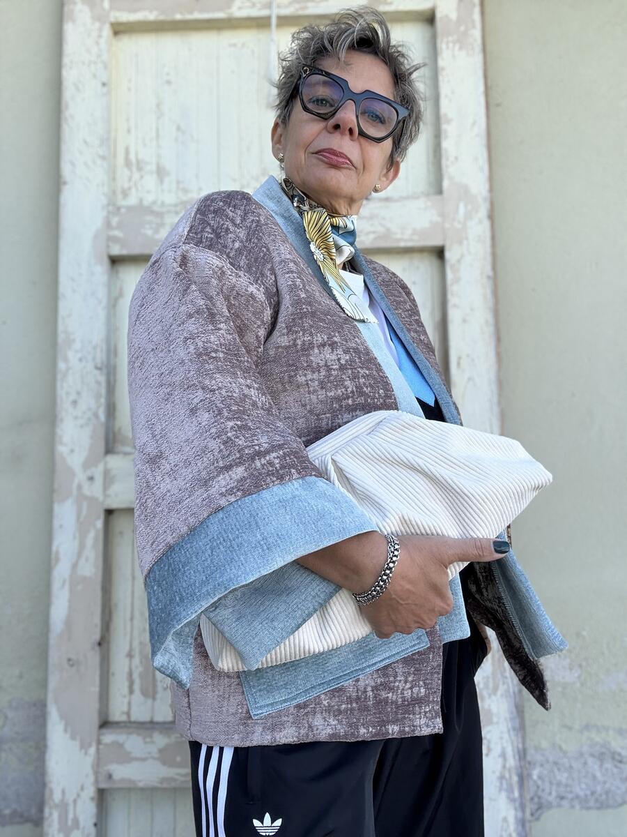 Kimono rosa antico/nocciola