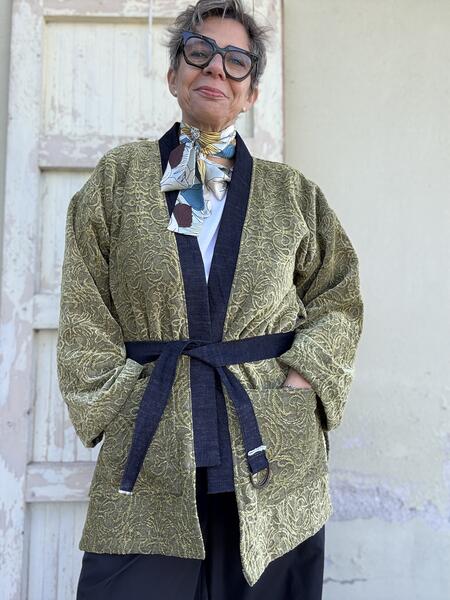 Kimono verde lavorato 