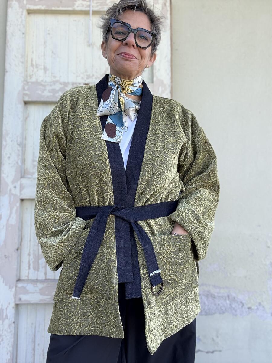 Kimono verde lavorato 