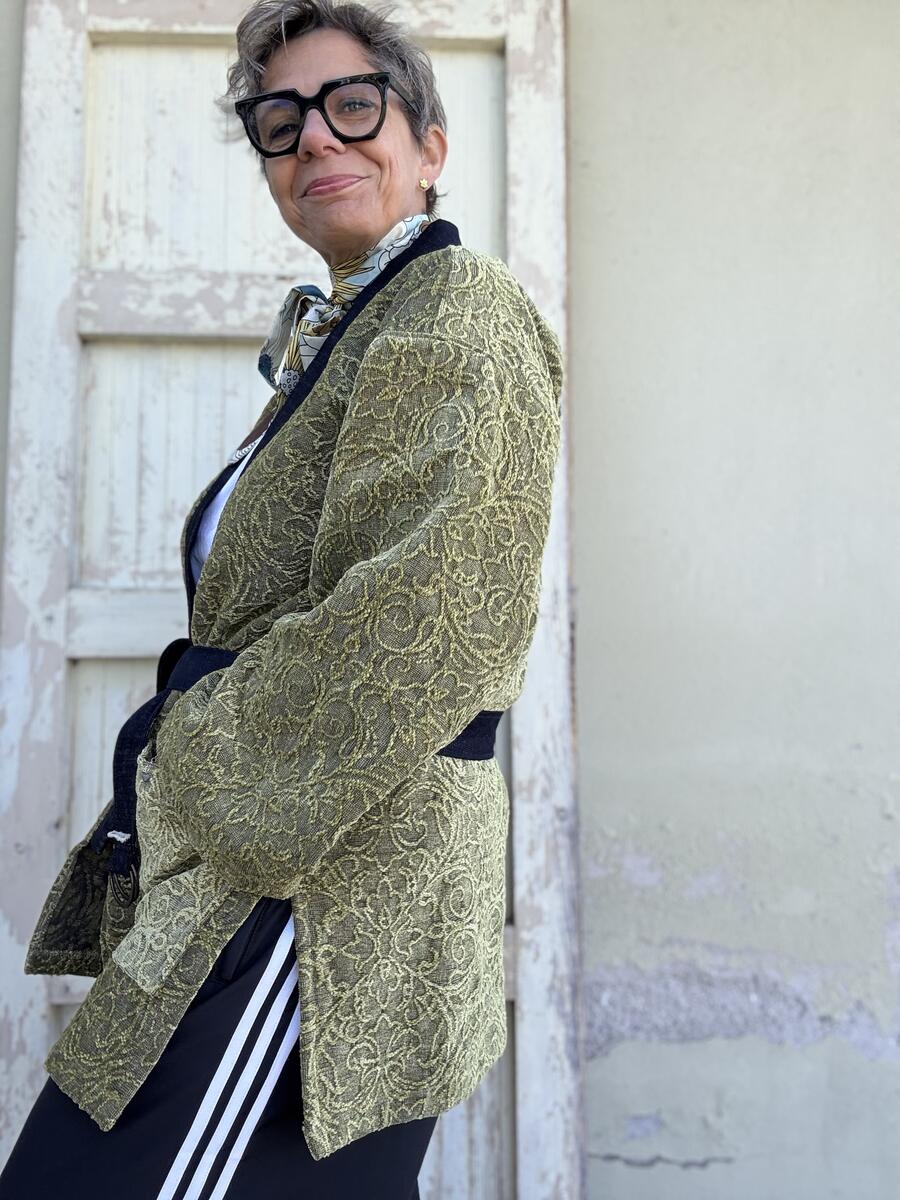 Kimono verde lavorato 