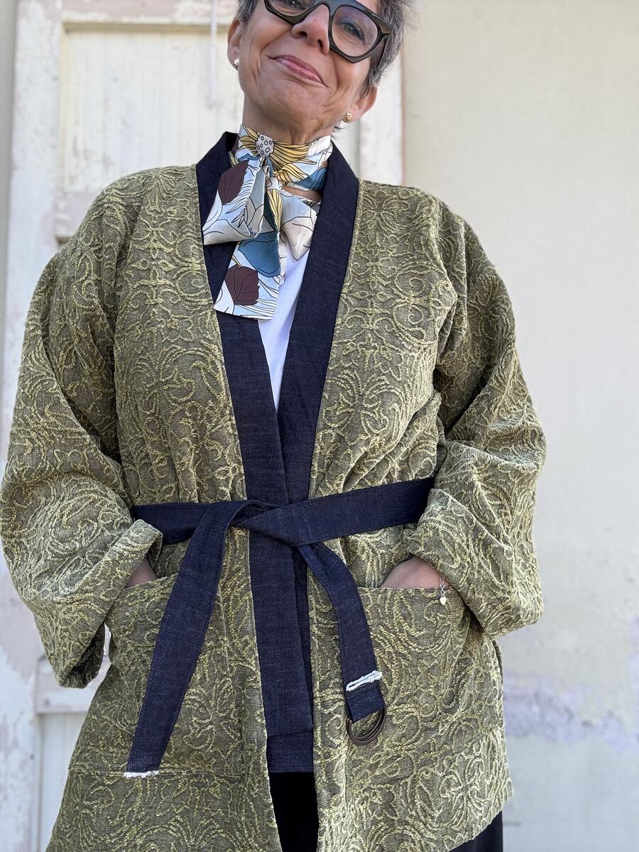Kimono verde lavorato 