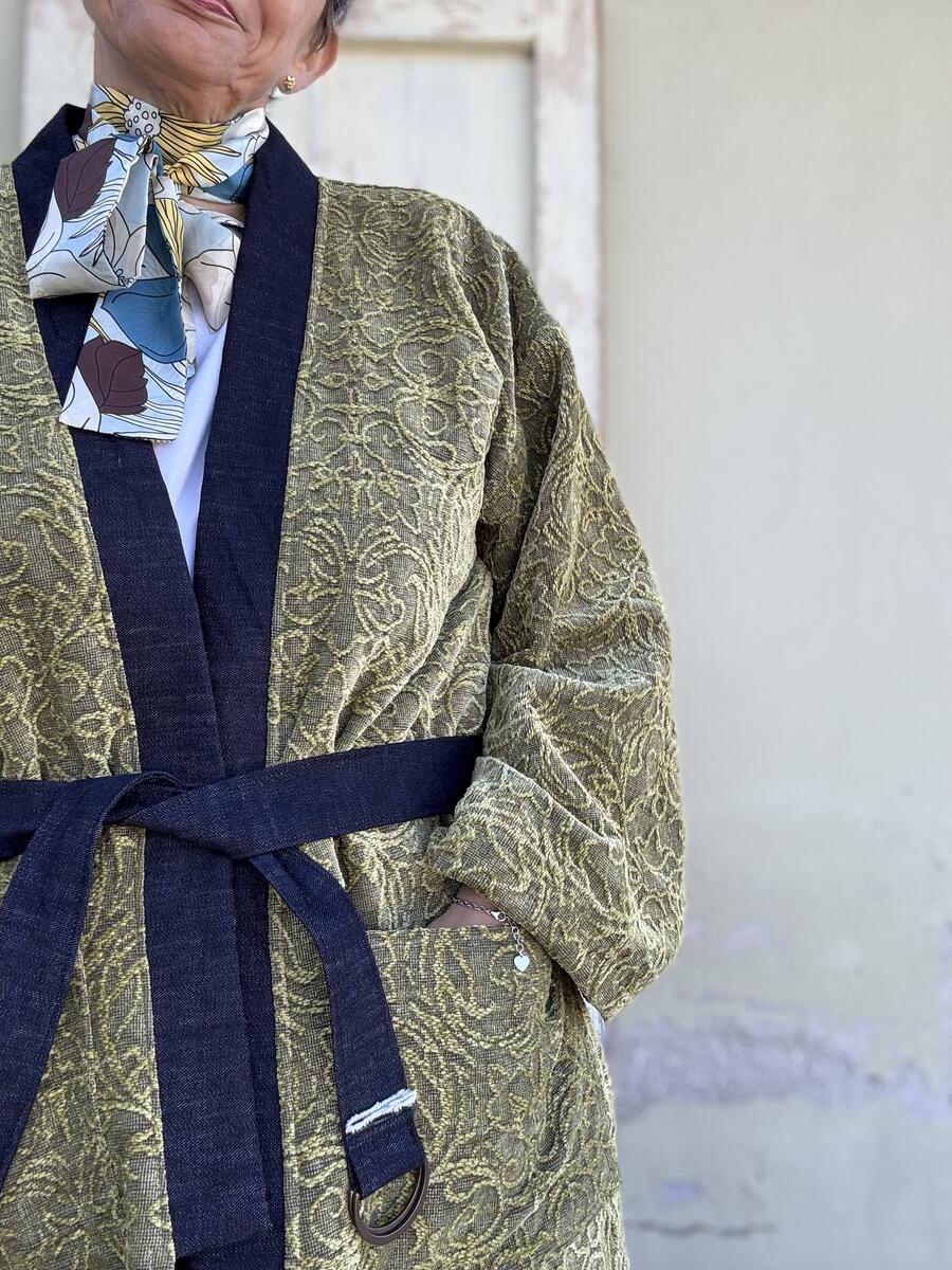 Kimono verde lavorato 