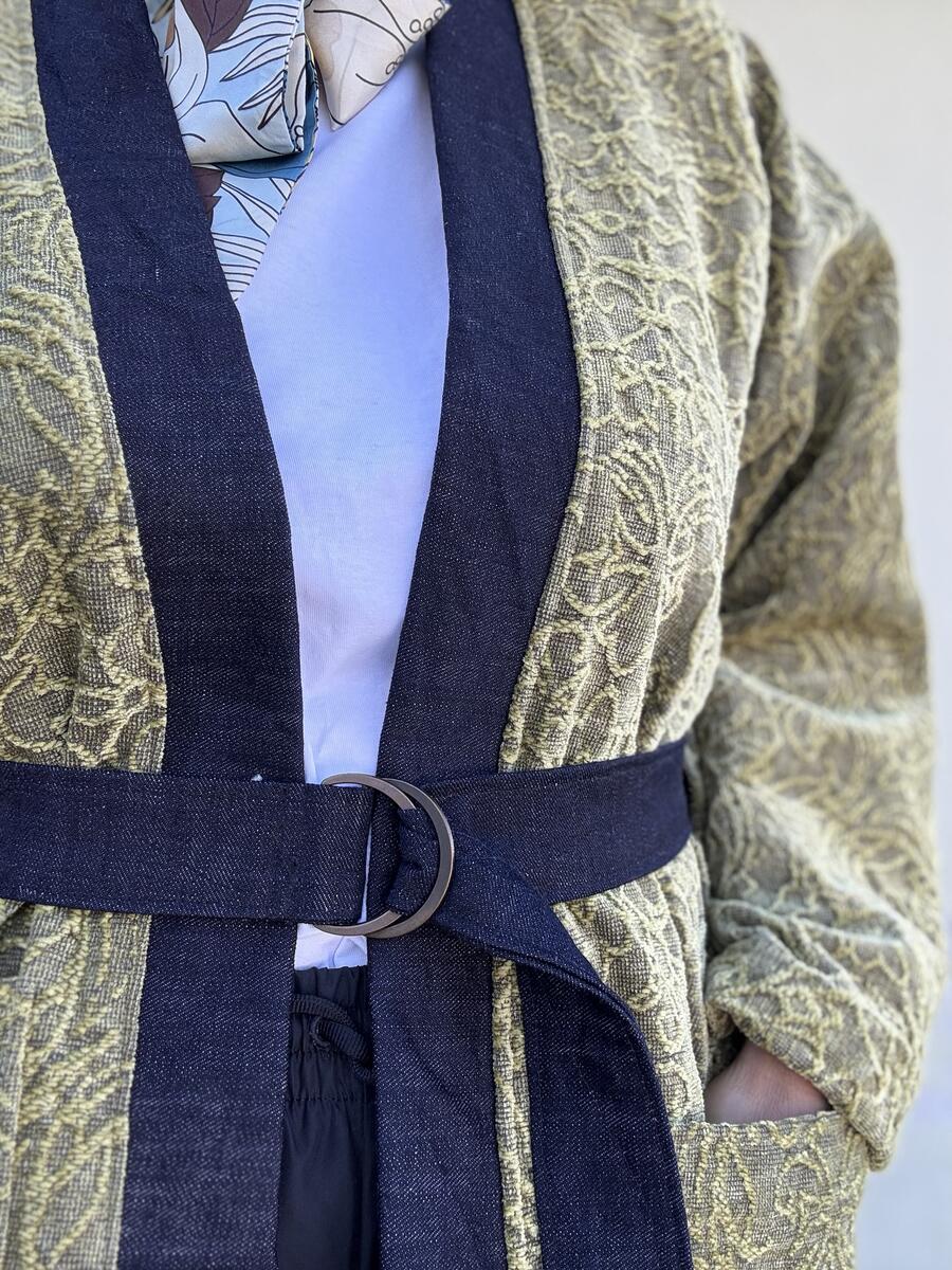 Kimono verde lavorato 