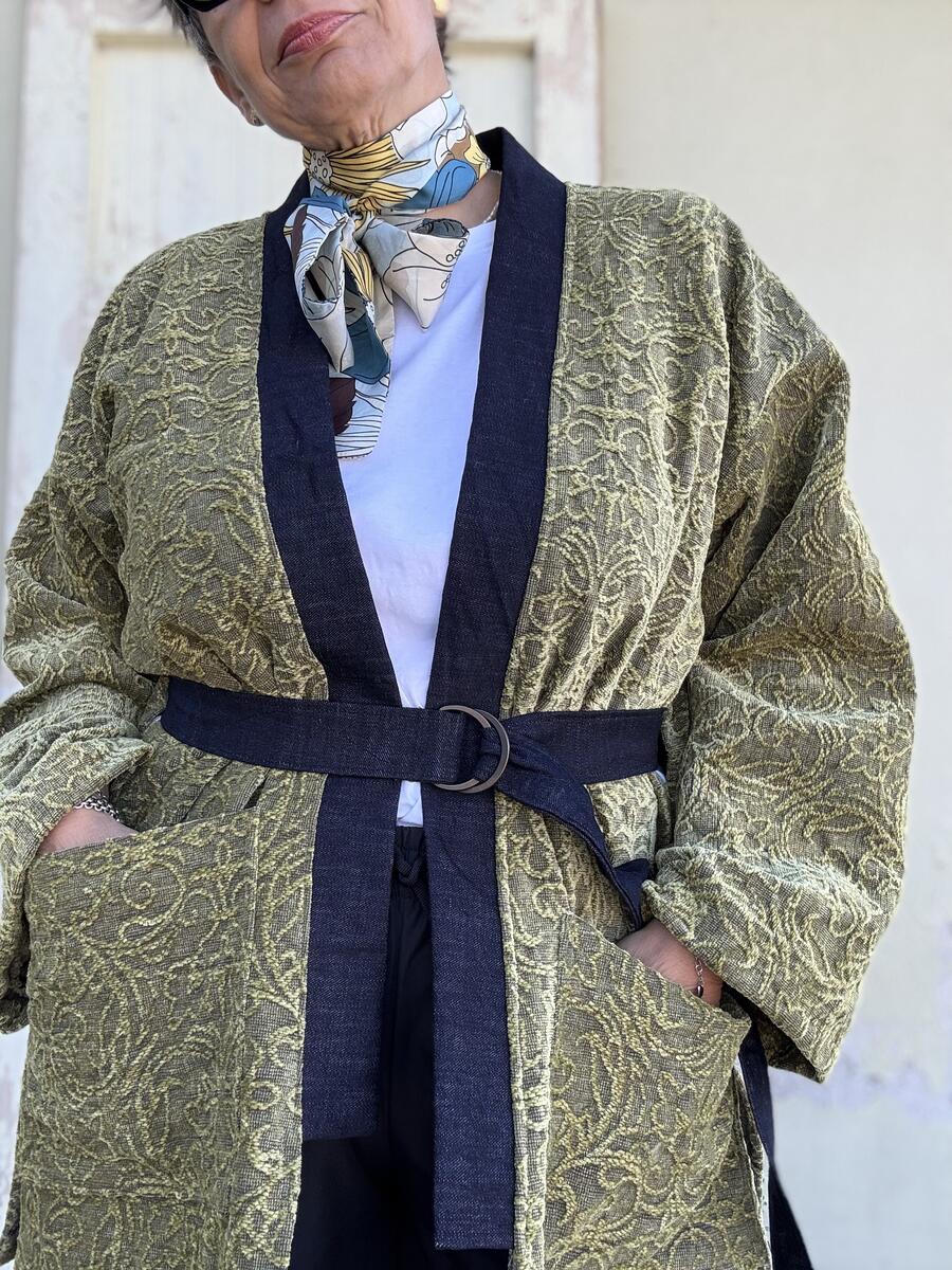 Kimono verde lavorato 