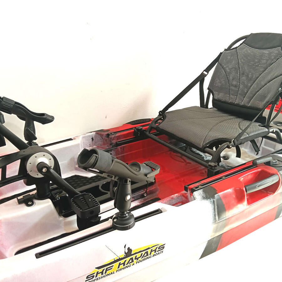 Kayak da Pesca a Pedali SKF Pedal Power 13 - 415 cm - 39 kg - Rosso Nero Bianco