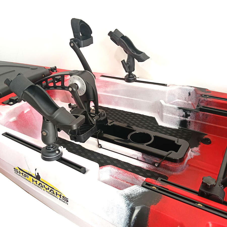 Kayak da Pesca a Pedali SKF Pedal Power 13 - 415 cm - 39 kg - Rosso Nero Bianco