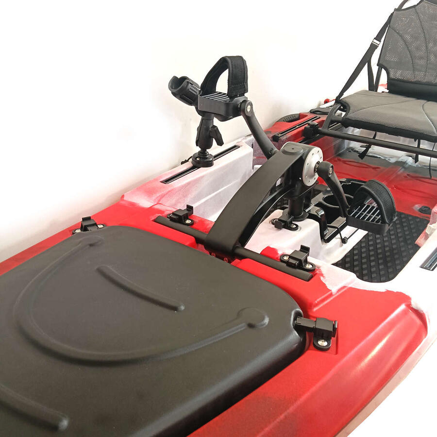 Kayak da Pesca a Pedali SKF Pedal Power 13 - 415 cm - 39 kg - Rosso Nero Bianco