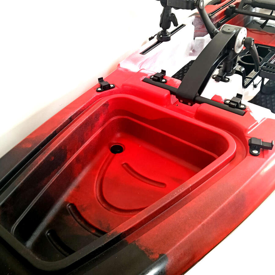 Kayak da Pesca a Pedali SKF Pedal Power 13 - 415 cm - 39 kg - Rosso Nero Bianco