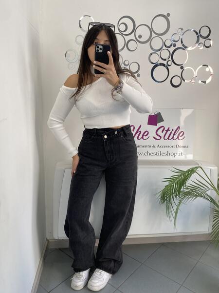 NOVITÀ Jeans baggy grigio chiusura storta