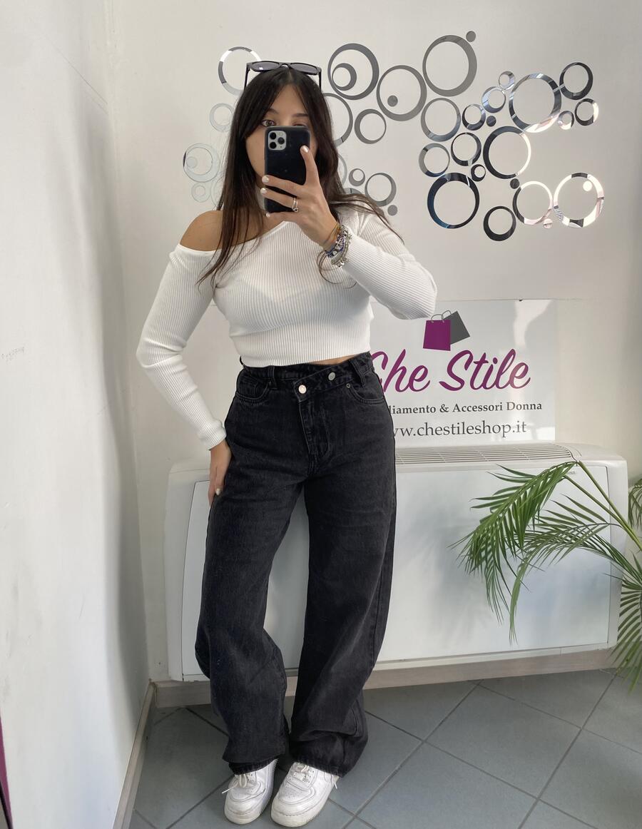 NOVITÀ Jeans baggy grigio chiusura storta