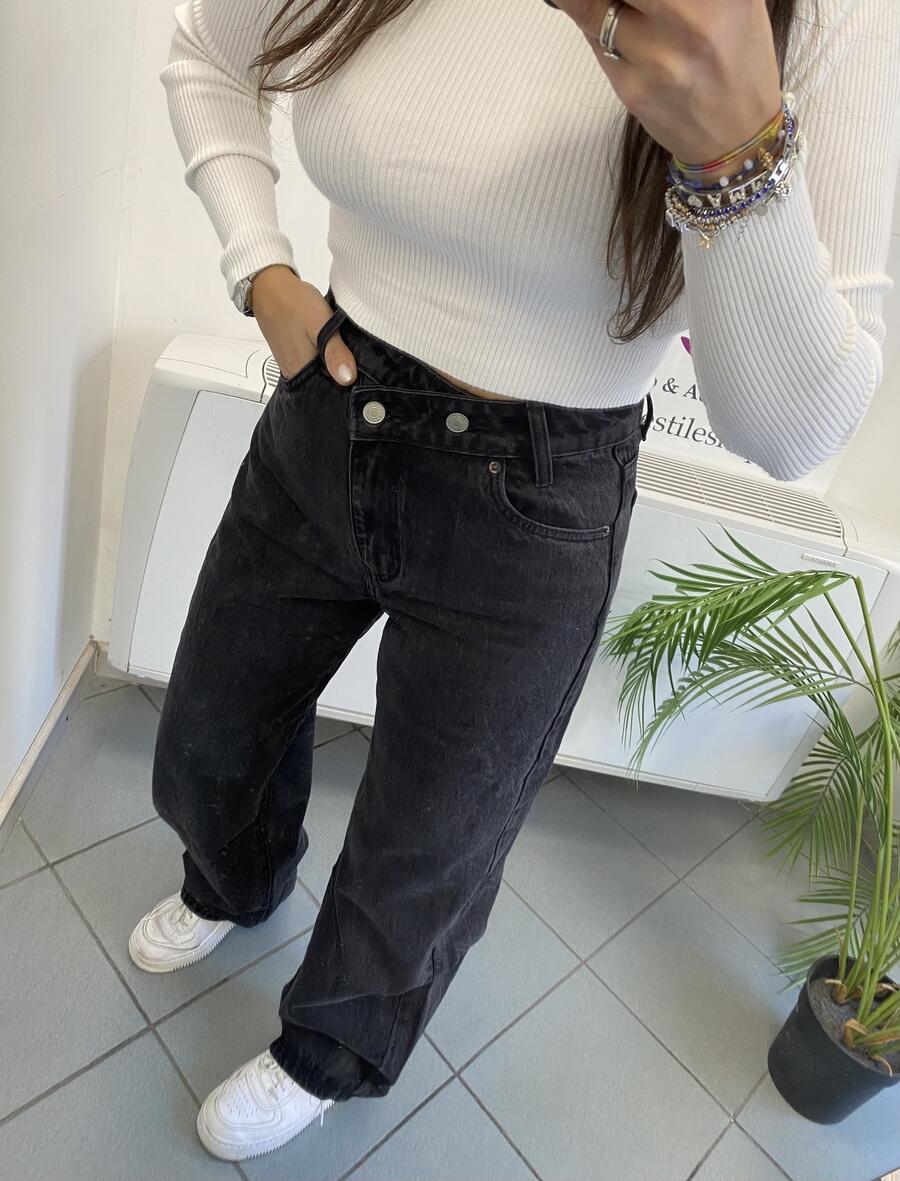 NOVITÀ Jeans baggy grigio chiusura storta