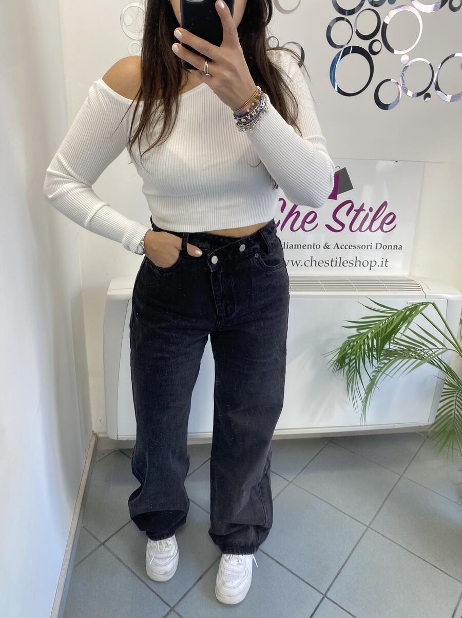 NOVITÀ Jeans baggy grigio chiusura storta