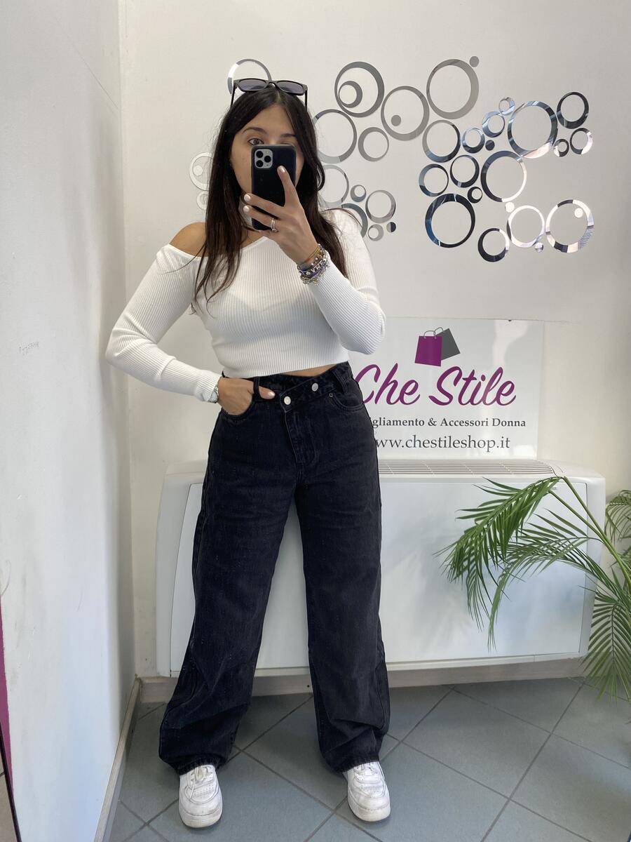 NOVITÀ Jeans baggy grigio chiusura storta