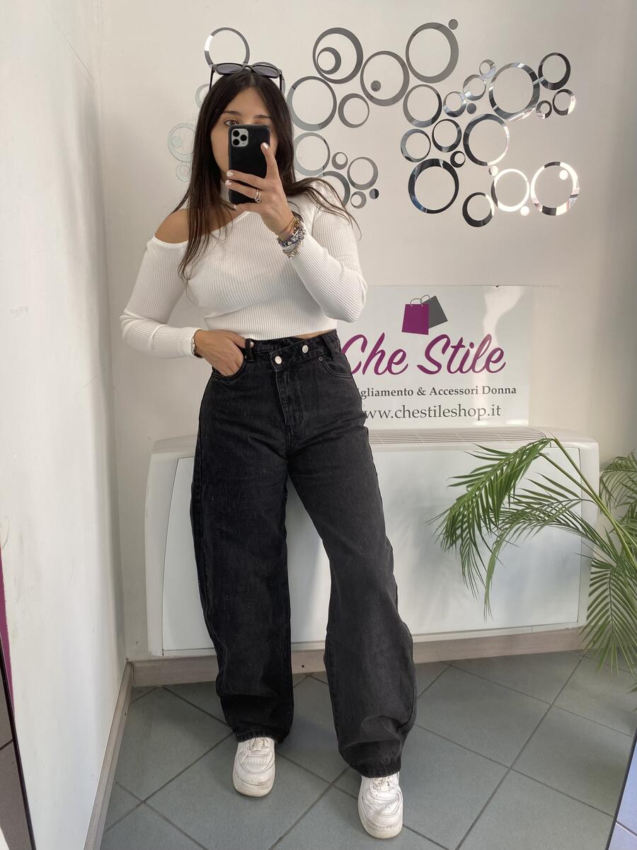 NOVITÀ Jeans baggy grigio chiusura storta