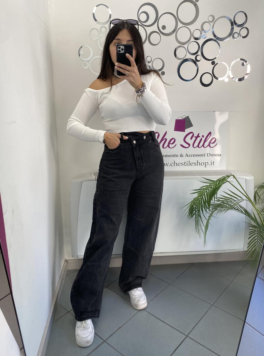 NOVITÀ Jeans baggy grigio chiusura storta