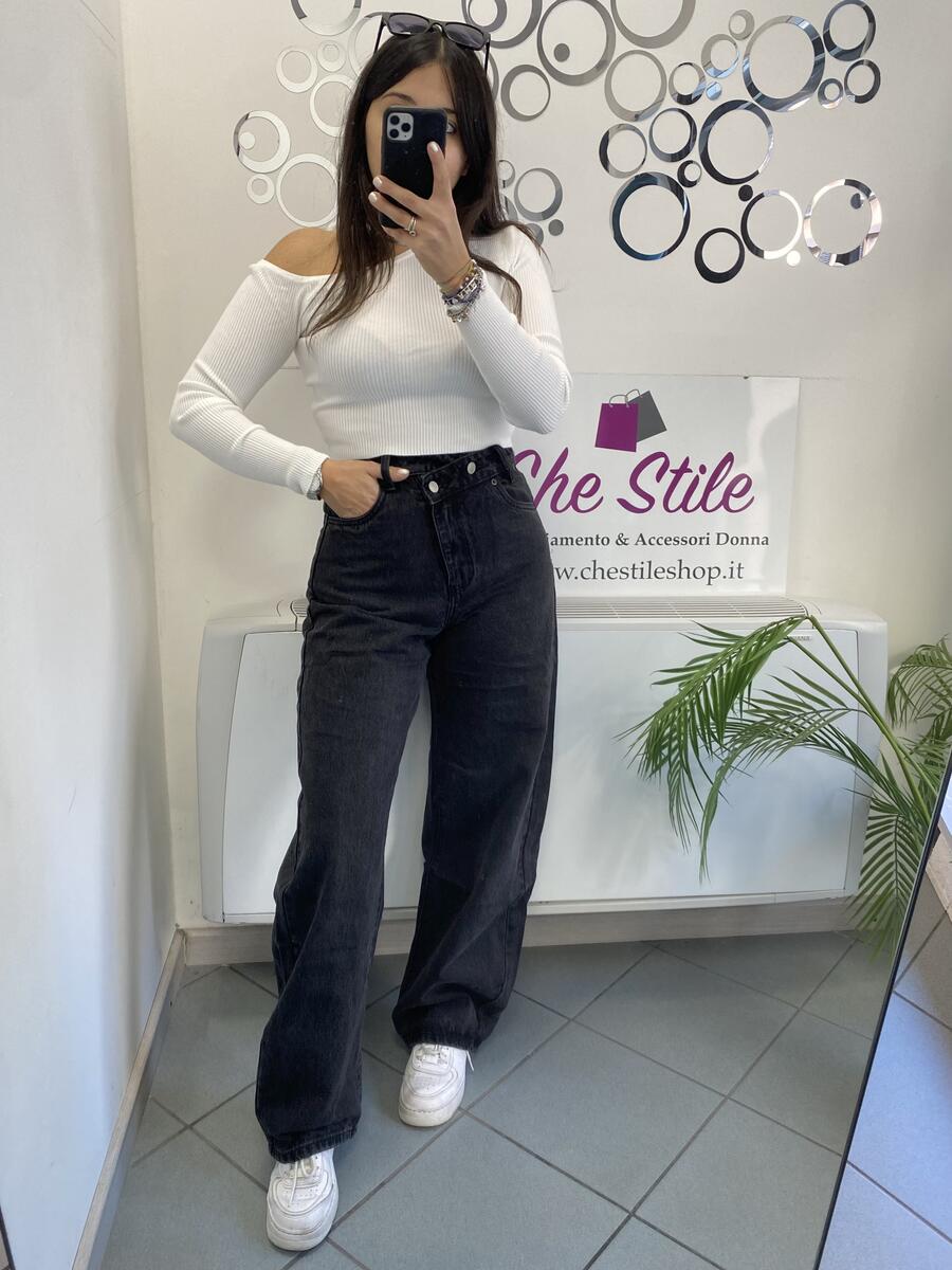 NOVITÀ Jeans baggy grigio chiusura storta