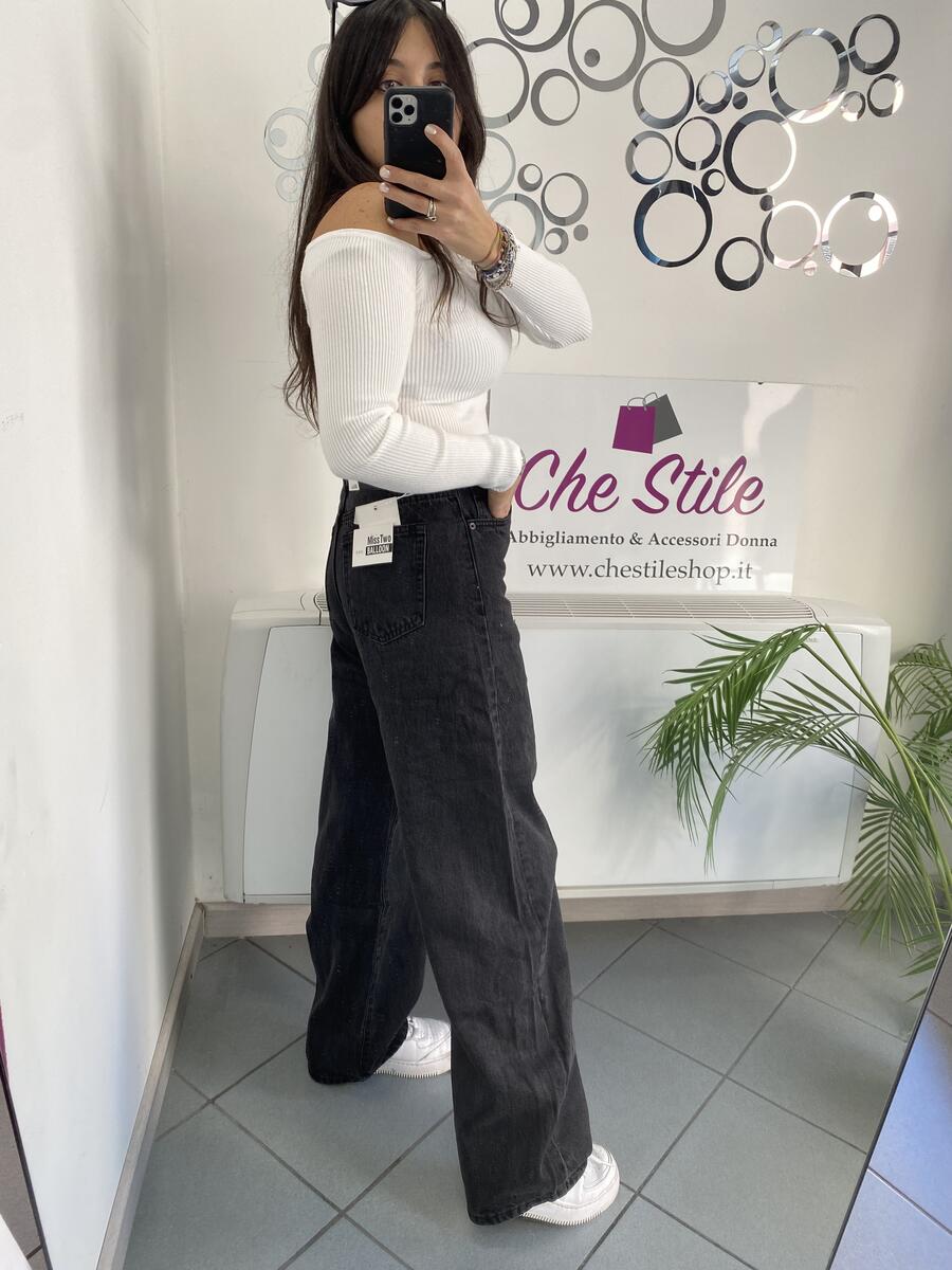 NOVITÀ Jeans baggy grigio chiusura storta