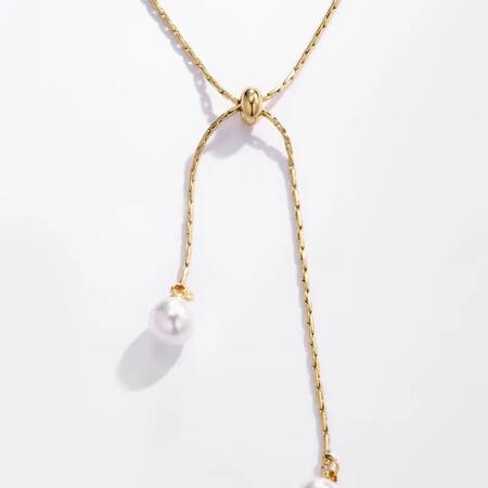 Collana lunga in perle in acciaio inossidabile