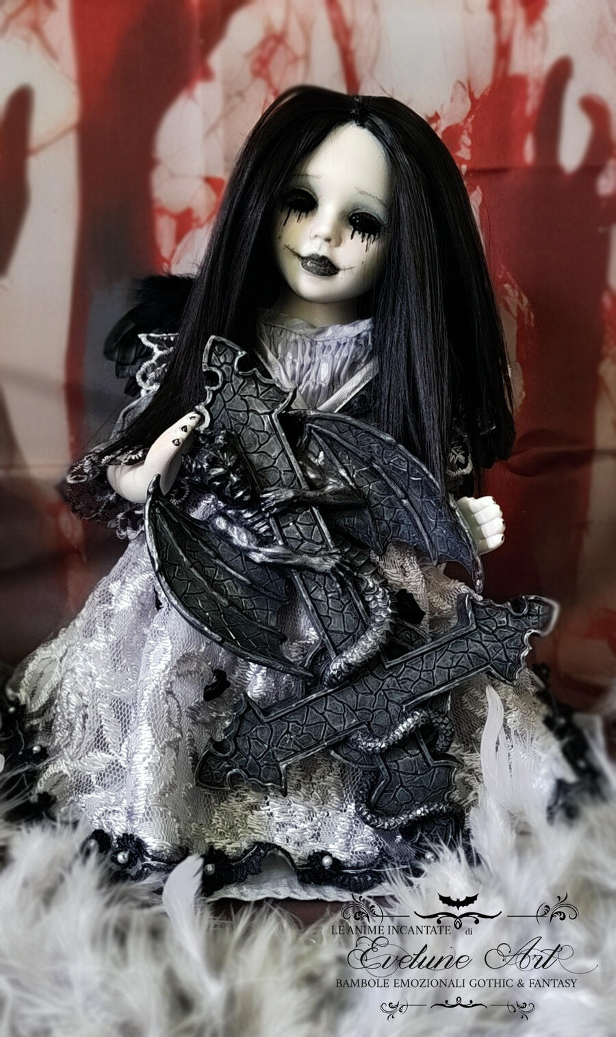 Shahrain Angelo Custode di Clavis Speculi Versi - Bambola in porcellana goth 