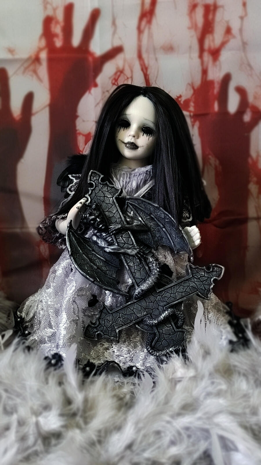 Shahrain Angelo Custode di Clavis Speculi Versi - Bambola in porcellana goth 