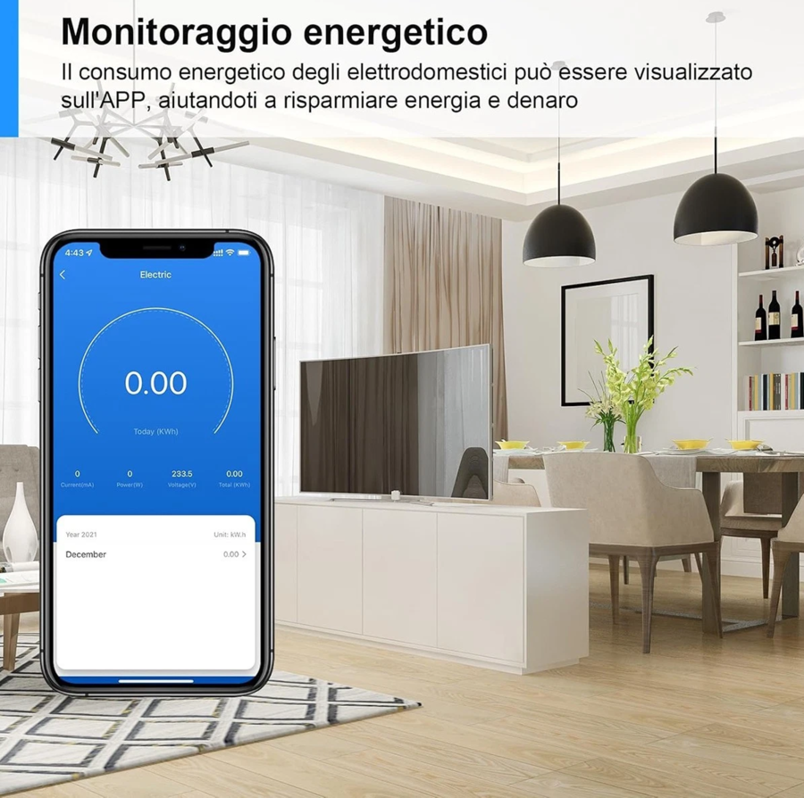 PRESA INTELLIGENTE WIFI 10A TIMER ALEXA GOOGLE HOME SMART LIFE TUYA PLUG SHUKO